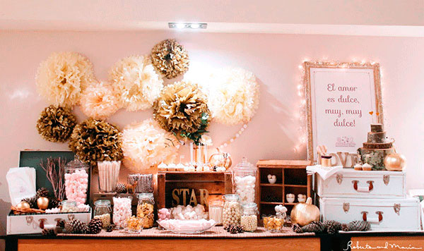 Mesa dulce de la boda de Gloria y Dani, Foto de Roberto y Maria, diseño y decoración Bodas de Cuento wedding planners 